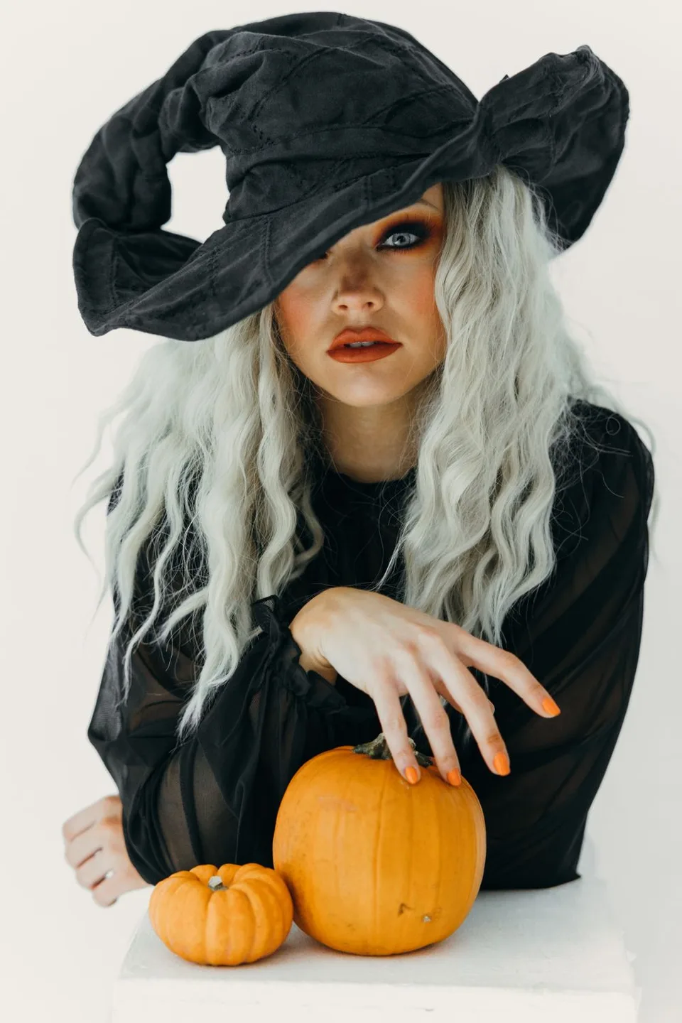Witch costume with orange pumpkins